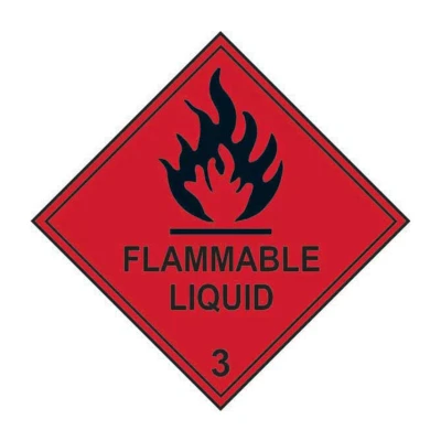 Image of Flammable Liquid Class 3 Label Pack of 10 Self Adhesive Vinyl Sticker 250mm x