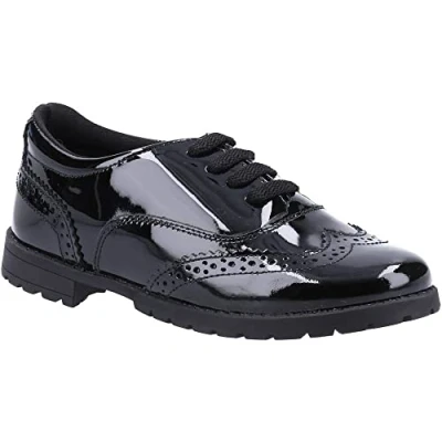 Image of Hush Puppies Womens Eadie PATENT LEATHER Junior Girls Black Size UK 11