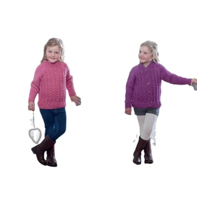 Image of King Cole 4989 Knitting Pattern Childrens Raglan Sweater and Cardigan in Big Value Chunky
