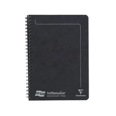 Image of Clairefontaine Ref 4852Z Europa Notemaker Sidebound Notebook (120 Pages) A5 Size, 90gsm Brushed Vellum Paper, Micro Perforated Sheets, Lined Rulings Black