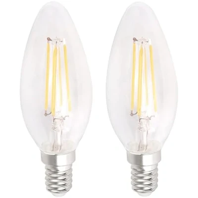 Image of Meridian 4W SES/E14 Filament Candle Led Light Bulbs (Pack of 2) Warm White