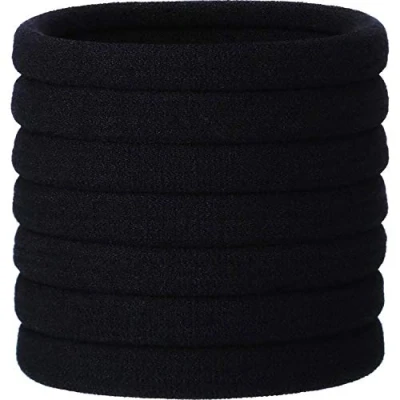 Image of eBoot 20 Pieces Large Cotton Stretch Hair Ties Bands Rope Ponytail Holders Headband for Thick Heavy and Curly (Black)