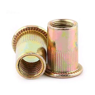 Image of Carbon Steel Flat Metric Threaded Rivet Nut Flange Rivnut Nutsert Fastener M5 (M5 100pcs)