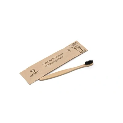 Image of REFRESHKO Bamboo Toothbrushes, Set of 3 or 100 Bulk Box, Individually Wrapped (3)