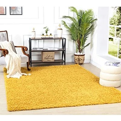 Image of Livabliss Home Shaggy Rug Modern Berber Living Room 160x220 cm, Soft Rugs for Bedroom Neutral Boho Fluffy Rug, Easy Care Plush Thick Pile Large Yellow