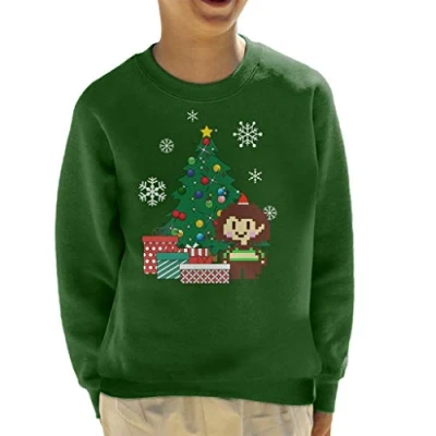 Image of Cloud City 7 Chara Around The Christmas Tree Undertale Kid&#039;s Sweatshirt Bottle Green