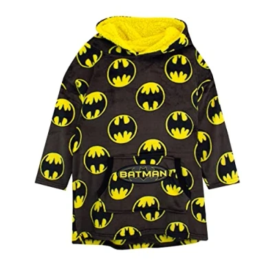 Image of DC Comics Kids Blanket Hoodie Oversized Fleece Ultra Soft And Cosy Batman Hoody For Boys Girls Grey One Size
