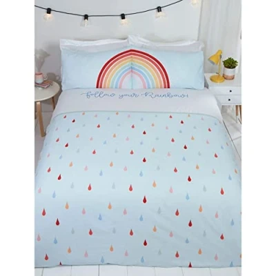 Image of Rapport Home Rainbow Duvet Cover Set Blue Double Bedding