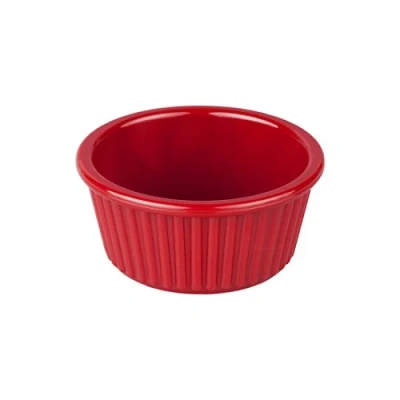 Image of TemoPlast Fluted Polycarbonate Ramekins 7cm 60ml Pack Quantity 10 Ramekins, Condiment Pots, Sauce Jam Dip Bowls (Red)