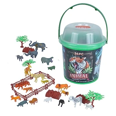 Image of Wild Republic 22112 Animal, Figurine Playset, Adventure Bucket, 20 cm, 36 Pieces, Multi