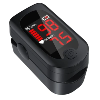 Image of Metene Pulse Oximeter Fingertip, Blood Oxygen Saturation Monitor, Heart Rate Monitor and SpO2 Levels, Portable with Case, Lanyard Batteries