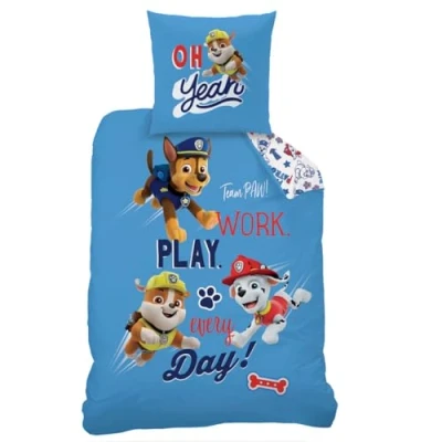 Image of Disney Pat patrouille Bed Linen Duvet Cover 140 x 200 cm + Pillowcase 63 100% Cotton Colours Blue Small Single