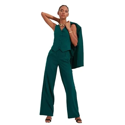 Image of Trendyol Women High Waist Wide Leg Trousers Grün