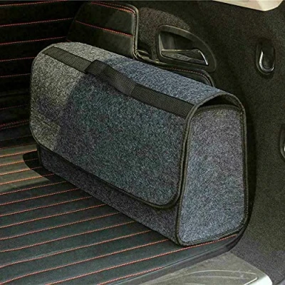 Image of Durable Anti Slip Car Trunk Boot Tidy Organiser Storage Bag Grey Large Case Holder