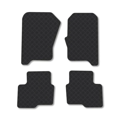 Image of Rubber Car Mats Compatible with Land Rover Discovery 3 (2004 2009) Tailored Fit Floor Set Accessory Black Custom 4 Pieces Clips Anti Slip Backing, Heavy Duty &amp; Waterproof