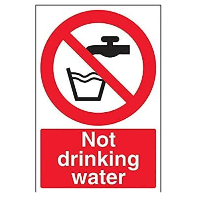 Image of V Safety Not Drinking Water Sign 200mm x 300mm Self Adhesive Vinyl
