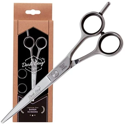 Image of Dark Stag DS + Professional Premium Barber Scissors (7 inch) Heat Treated Durable Stainless Steel for Ultimate Hairdressing, Cutting &amp; Styling