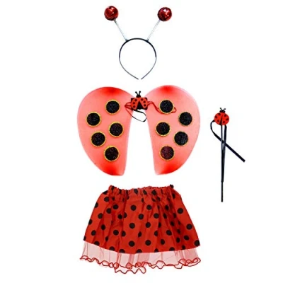 Image of Zac&#039;s Alter Ego World Book Day Fancy Dress 4 Piece Ladybird Set Wings, Wand, Antenna &amp; Tutu