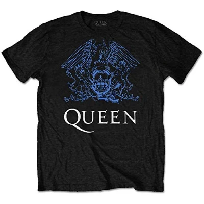 Image of Queen &#039;Blue Crest&#039; (Black) T Shirt (Medium)