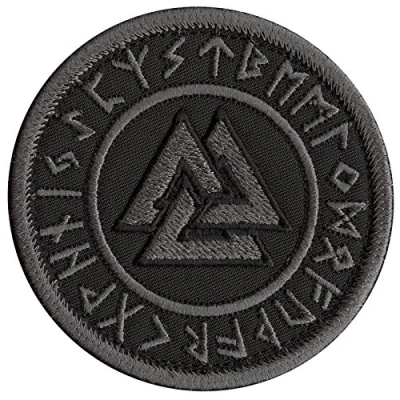 Image of Black Valknut Viking Norse ACU Subdued Runic Heathen Pagan Odin God Rune Morale Tactical Hook Patch