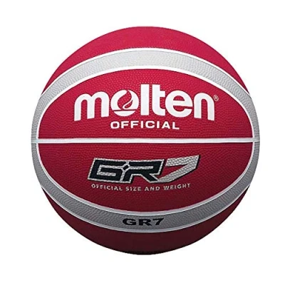 Image of Molten GR Basketball, Indoor/Outdoor, Premium Rubber, Size 5, Impact Colour Red/White/Silver, Suitable For Boys age 7, 8, 9, 10 &amp; 11, Girls 12 13 (BGR5 WRS)