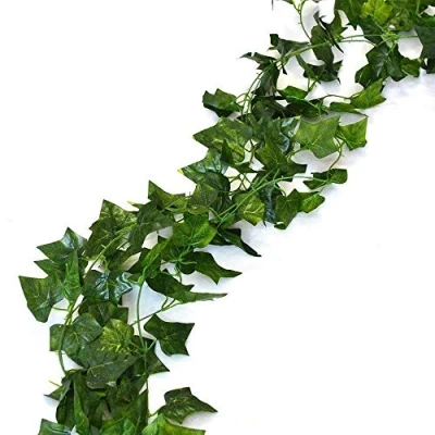 Image of 12 Pack 84 Ft Artificial Garland Fake Foliage Ivy Vine Leaves Hanging Plants Wedding for Home Decor Indoor Outdoors Wall (Ivy Leaves)