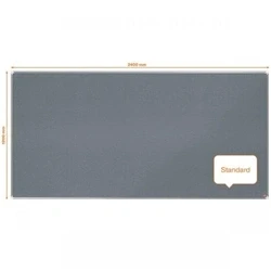 Image of Nobo Felt Notice Board, 2400 x 1200 mm, Aluminium Trim, Corner Wall Mounting, Premium Plus, Grey, 1915200