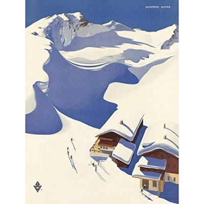 Image of Wee Blue Coo Travel Winter Sport Snow Ski Chalet Alps Austria Art Print Poster Wall Decor 12X16 Inch