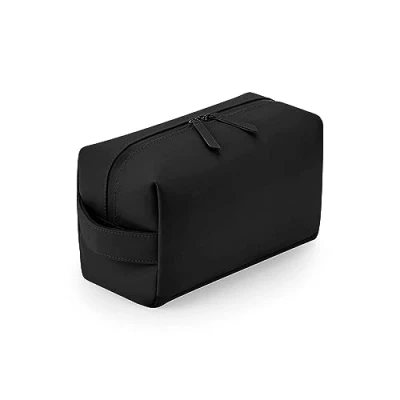 Image of BagBase BG332 Matte PU Toiletry &amp; Accessory Case Large Wash Bag Perfect for Travel, Cosmetics Toiletries 4L Capacity Black