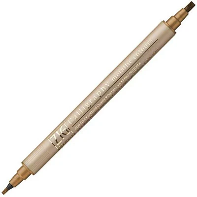 Image of Kuretake Zig Memory System Metallic Copper Twin Marker Calligraphy Pen 2.0mm &amp; 3.5mm