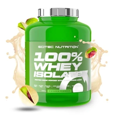 Image of Scitec Nutrition 100% Whey Isolate Pure Protein Power with BCAAs Glutamine &amp; Arginine Sugar Gluten Free Formula, 2 kg, Pistachio