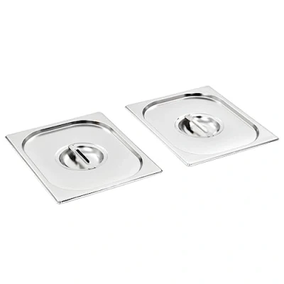 Image of vidaXL 2x Pan Lids 325x265mm Stainless Steel GN 1/2 Tray Cover for Restaurants/Hotels/Home