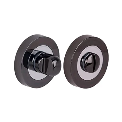 Image of Hunta HANDLEZONE® Bathroom Toilet Door Thumbturn and Release Set Dual Finish Black Nickel/Polished Chrome