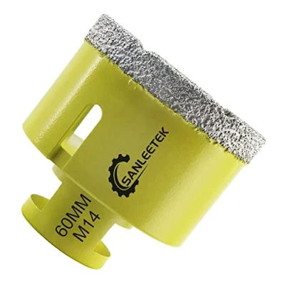Image of Diamond Tile Drill Bits 60mm SANLEETEK Vacuum Brazed Hole Saw for Ceramic Porcelain Marble Granite M14 Thread