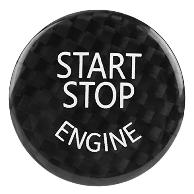 Image of Engine Start Button Cover, Car Stop Switch Cover Trim Black Carbon Fiber Ignition Key Ring Sticker For 1 7 Series F20 F21 F22 F23 F30 F31 F32 F33 F10 F11 G30 F12 F13 F01 F02