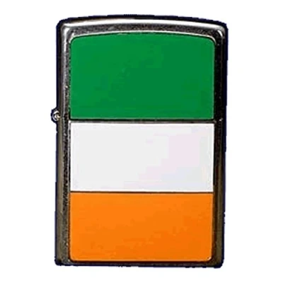 Image of Zippo Windproof Lighter Ireland Brushed Chrome, Colour Image Refillable, Lifetime Use Adjustable Flame Gift Box Metal Construction Made in USA