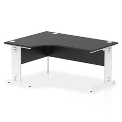 Image of Impulse 1600 RH Crescent Desk Black Top White Cable Managed Leg