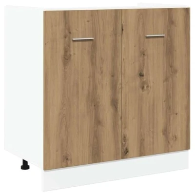 Image of vidaXL Sink Bottom Cabinet/Storage Shelf Artisan Oak/Brown Engineered Wood 80x46x81.5cm Kitchen Organization
