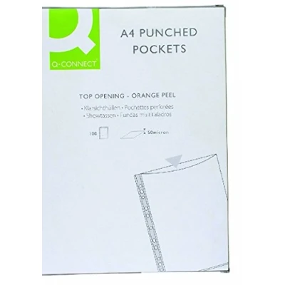 Image of Q Connect Punched Pocket A4 50micron (Pack of 1000)