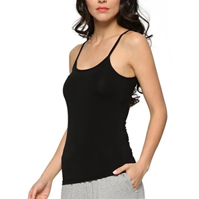 Image of Camisoles for Women GYS Soft Bamboo Viscose Adjustable Spaghetti Straps Cami Tank Top (Gray, White, Black, S XL) Black