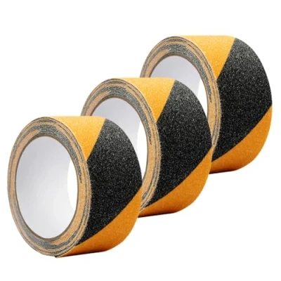 Image of heyveen Anti Slip Traction Tape, (3 PACK) 2 Inch x 16.4 Foot Best Grip, Friction, Abrasive Adhesive for Stairs, Safety, Tread Step, Indoor, Outdoor, Caution (2&quot; 16.4&#039; 3pc), Yellow