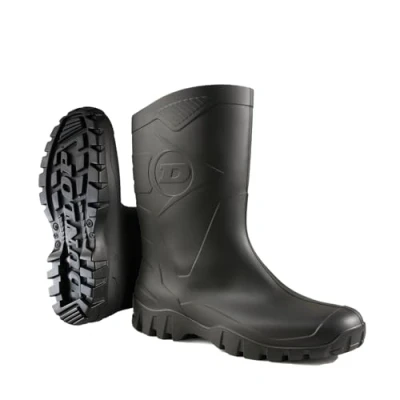 Image of Dunlop DEE Half Length Black Wellingtons Size 6 UK