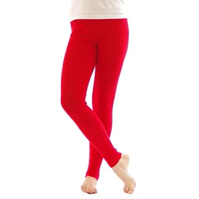 Image of Cotton Fleece Thermal Leggings Long Warm Thick Soft Red 16