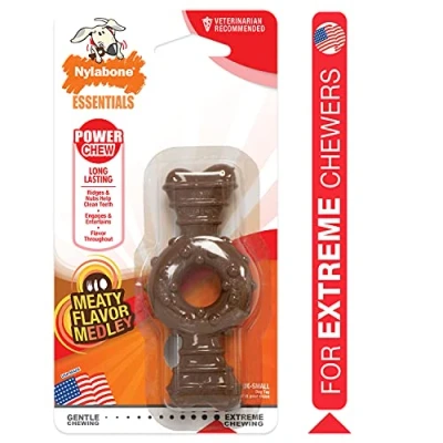 Image of Nylabone Power Chew Ring Bone Tough Toy for Dogs Flavour Medley, Extra Small, up to 7kg