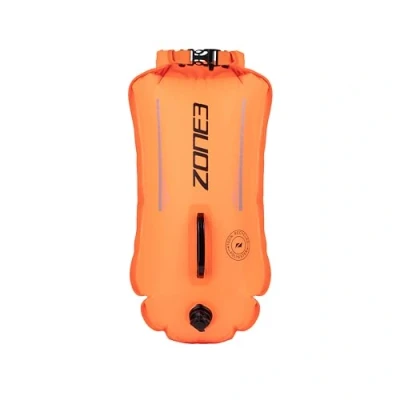 Image of ZONE3 28L Swim Safety Buoy/Dry Bag Made With 100% Recycled Polyester For Open Water Swimming (Orange)