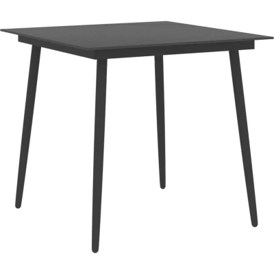 Image of vidaXL Garden Dining Table Black 80x80x74 cm Steel and Glass