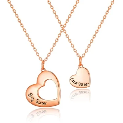 Image of Philip Jones Rose Gold Plated Big Sister and Little Necklace Set