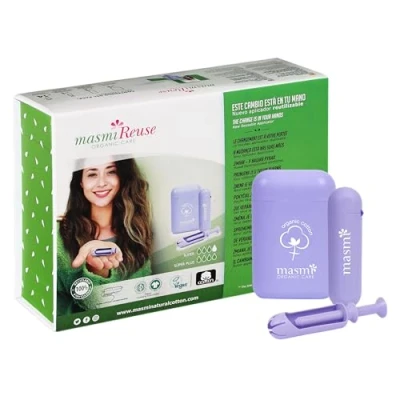 Image of Organic Tampon with Re Use Applicator for Super &amp; Plus Cotton Masmi