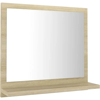 Image of vidaXL Modern Bathroom Mirror in Sonoma Oak Engineered Wood and Acrylic Wall with Storage Shelf 40x10.5x37 cm