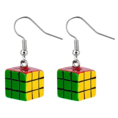 Image of Drop Earring Rubix Cube Made With Acrylic by JOE COOL